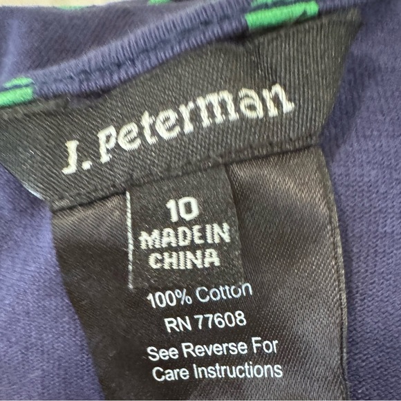 J Peterman Dress Sz 10 Faux Wrap Zip Back Ruching Blue Polka Dots V Neck Party - Picture 7 of 8